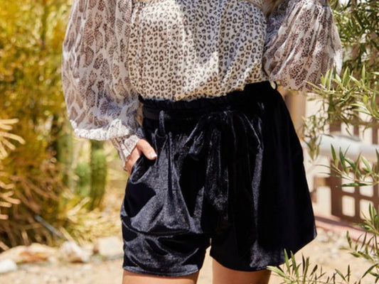 Velvet Paper Bag Shorts