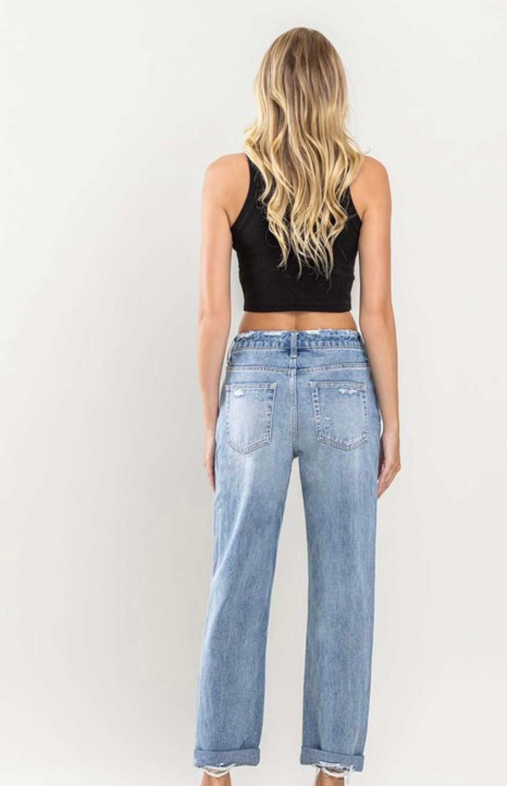 Flying Monkey High Rise Cuffed Distressed Boyfriend Jeans