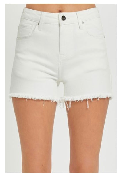 White High Rise Shorts