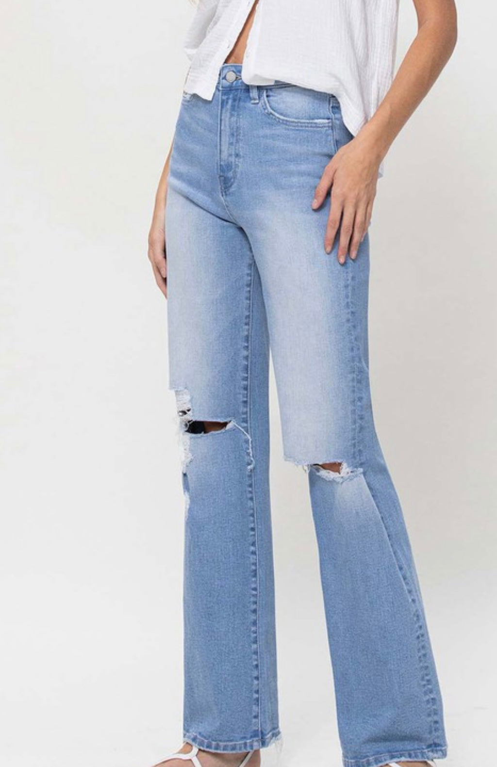 Flying Monkey 90’s Vintage High Rise Distressed Flare Jeans