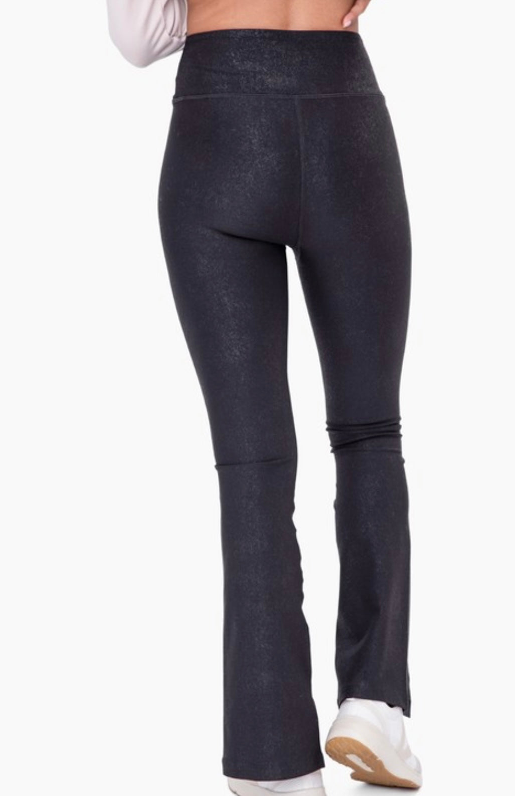 Foil Printed Front Slit High-Waist Leggings