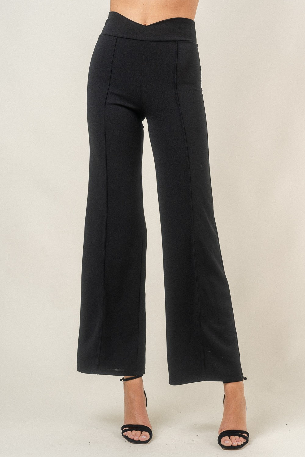 DRESSY HIGH WAISTED V CUT PINSTRIPE TROUSERS