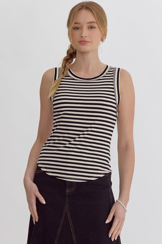 Black/White Stripe Tank