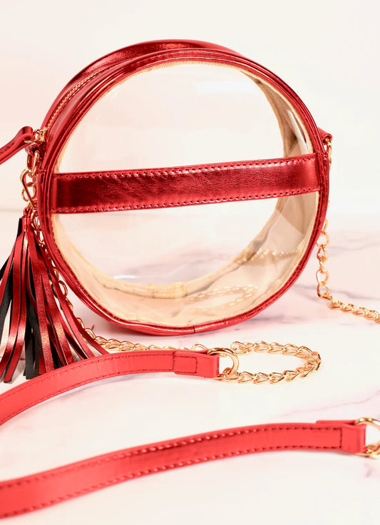 Madison Clear Crossbody (Metallic Red)