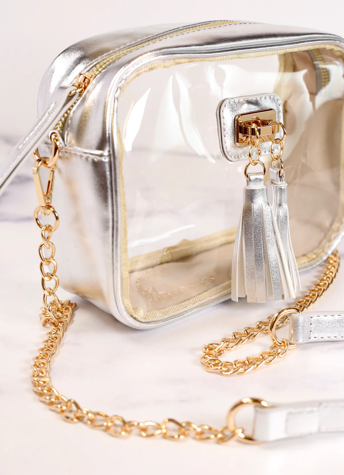 Addison Clear Crossbody (Platinum)