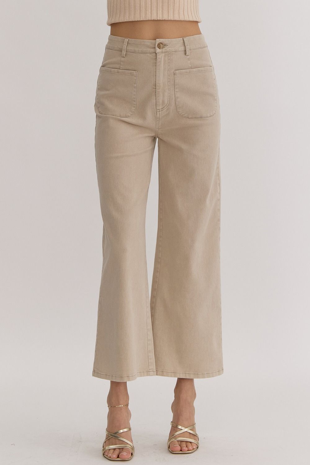 Solid high waisted wide leg pants