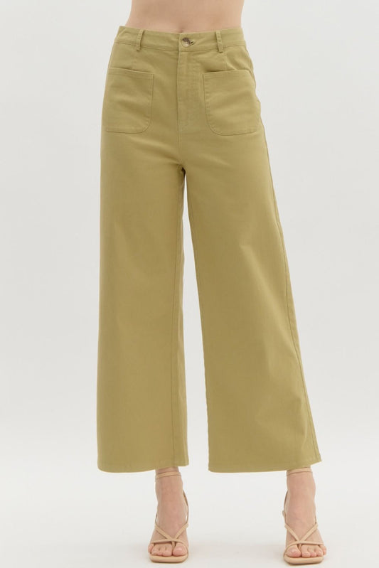 Olive High Waist Wide Leg Pants