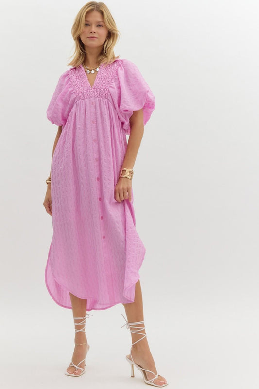 Sybil Midi Dress in Pink