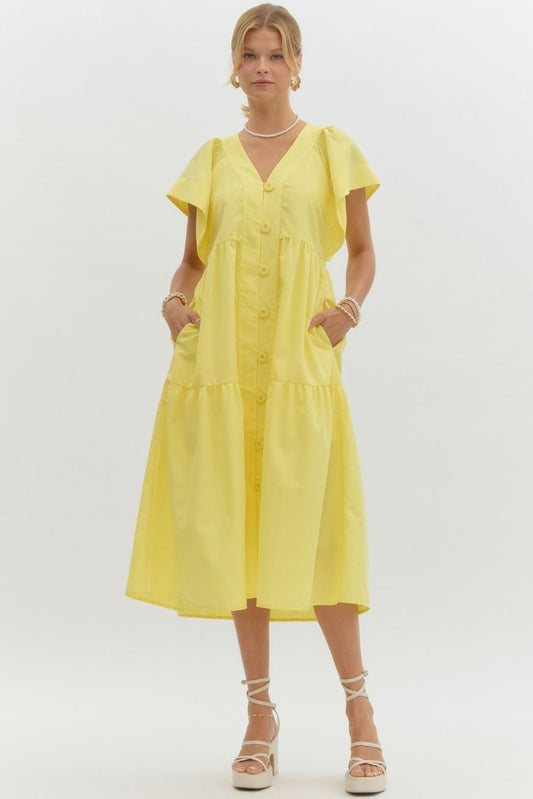 Luanne Midi Dress in Lemon