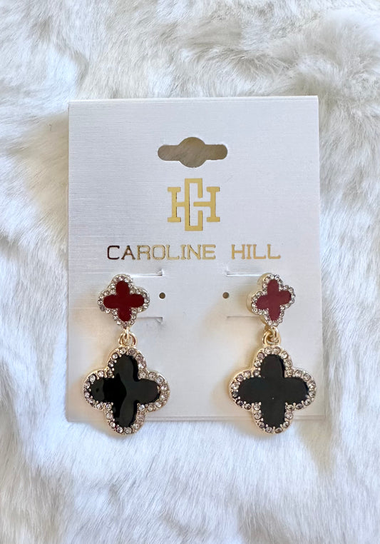 Estelle Clover Earrings (Garnet/Black)