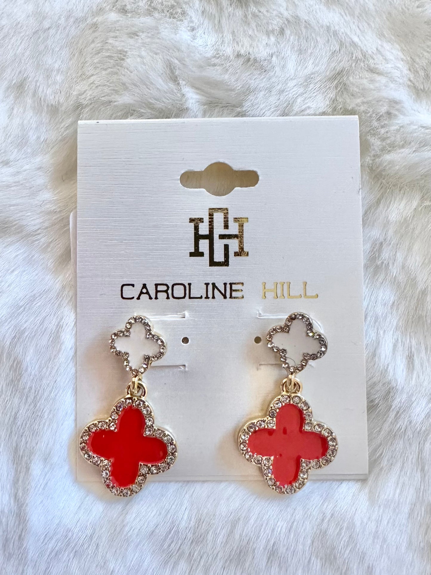 Estelle Clover Earrings (Red/White)