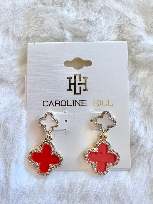 Estelle Clover Earrings (Red/White)