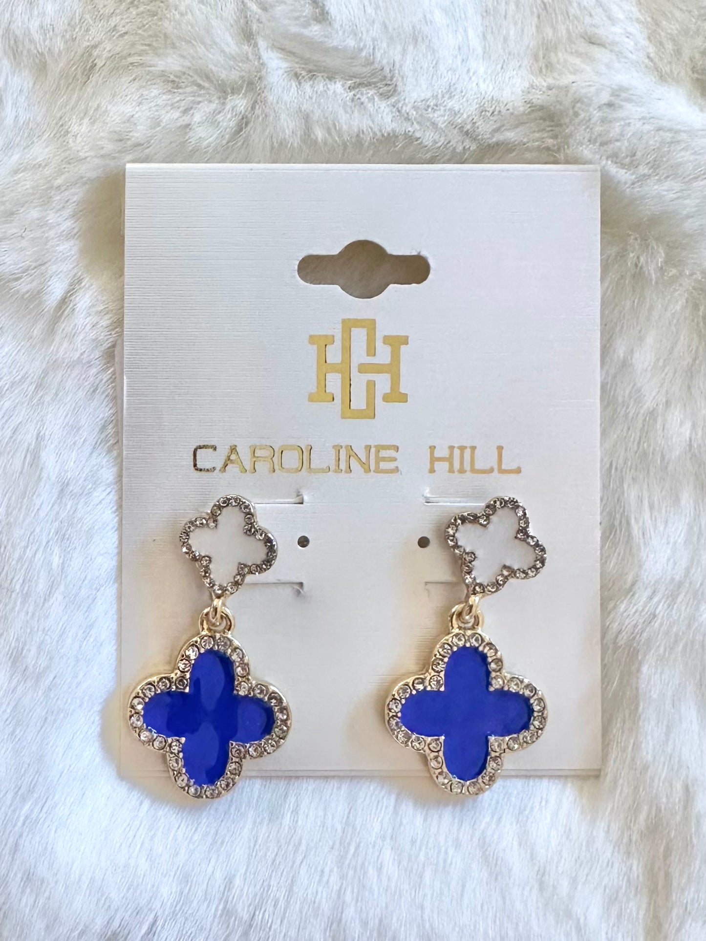 Estelle Clover Earrings (Blue/White)