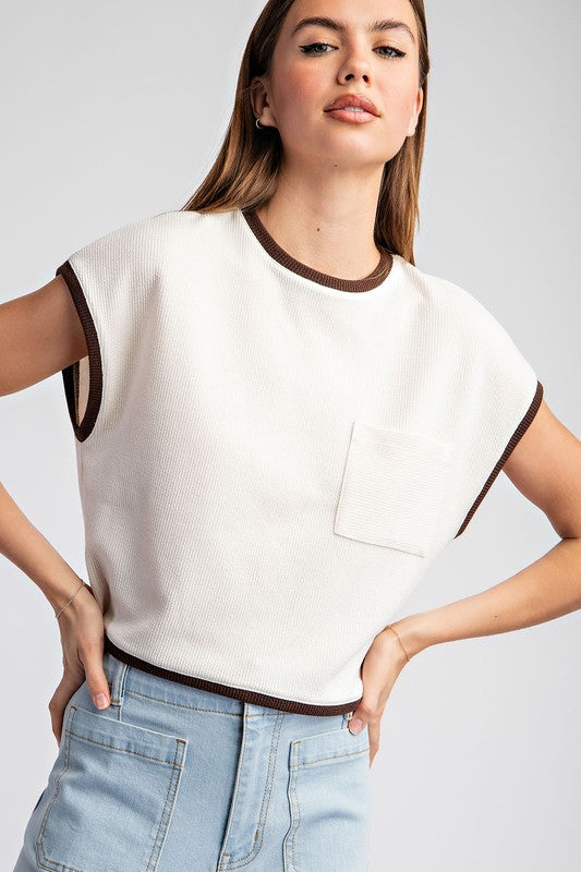 Two Tone Round Neck Top