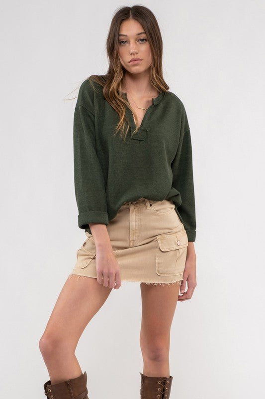 Rough Hem Knit Top