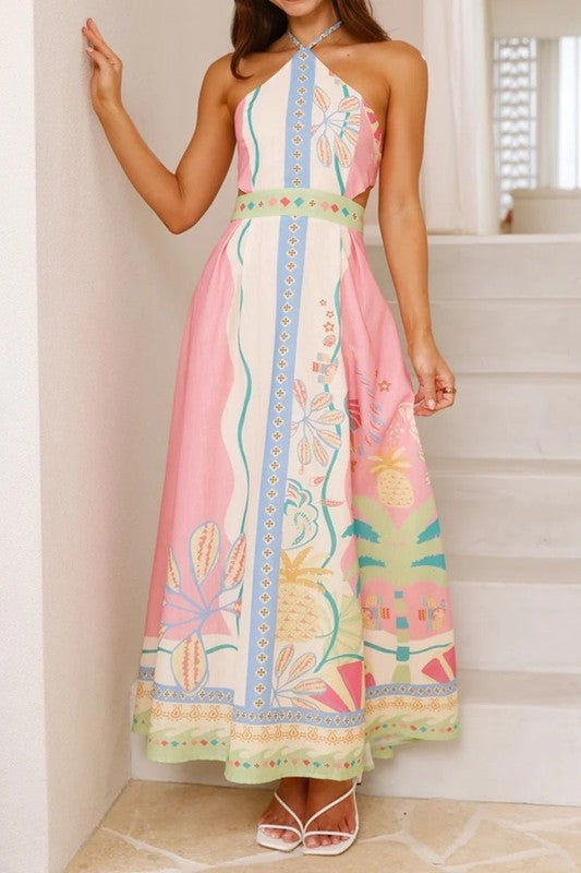 Selah Halter Dress in Pink