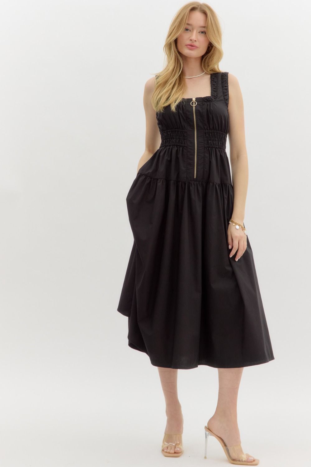 Birdie Midi Dress in Black