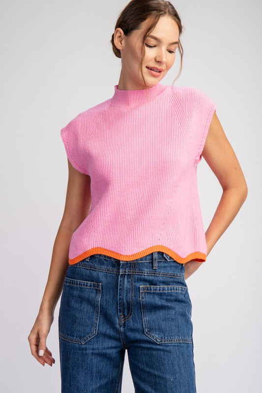 Bubble Pink Short Sleeve Sweater