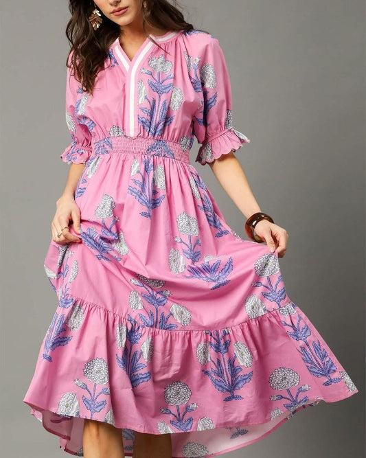 Kate Midi Dress in Pink