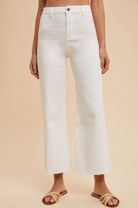Stretch High Rise Wide Leg Cropped Denim