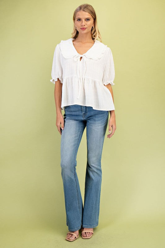 Quinn Babydoll Top in Off White