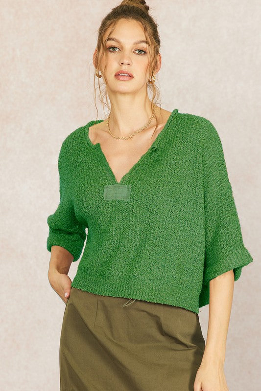 Green Cropped Sweater