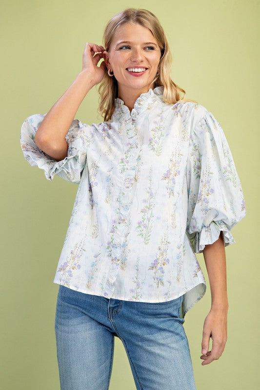 Spring Top in Blue Floral