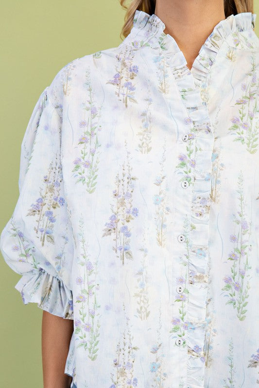 Spring Top in Blue Floral