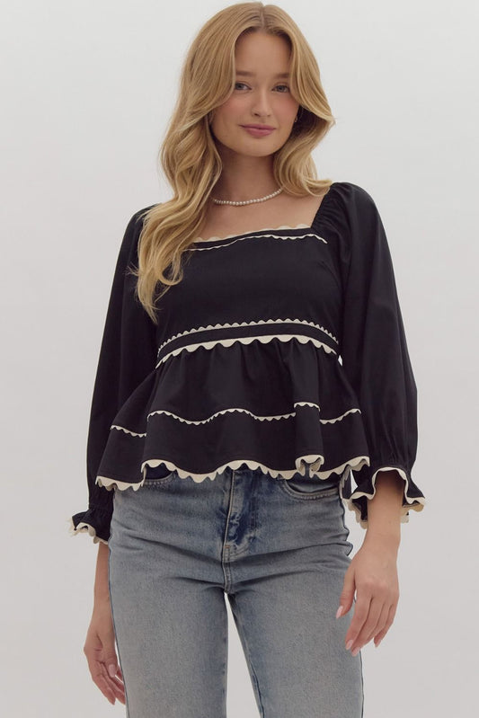 Babydoll Top with Elastic Sleeves