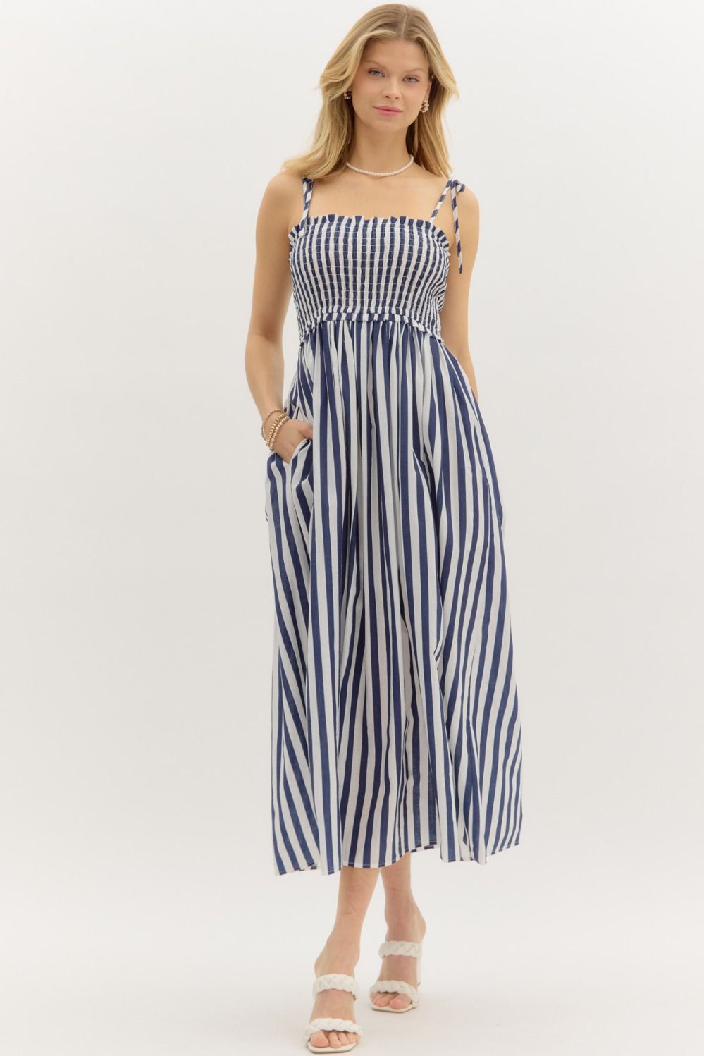 Nyla Midi Dress in Navy