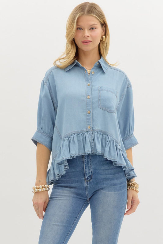Della Top in Light Denim