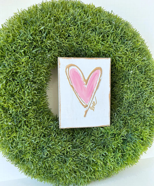 Handmade Pink Heart Wooden Panel