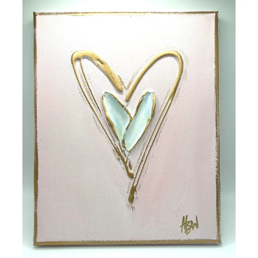 Handmade Textured Hearts On Canvas