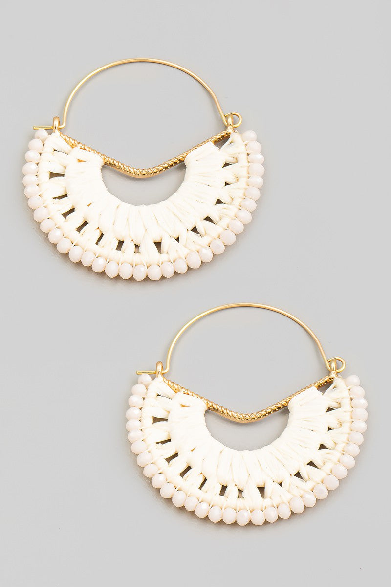 Raffia Wrapped Half Circle Earrings