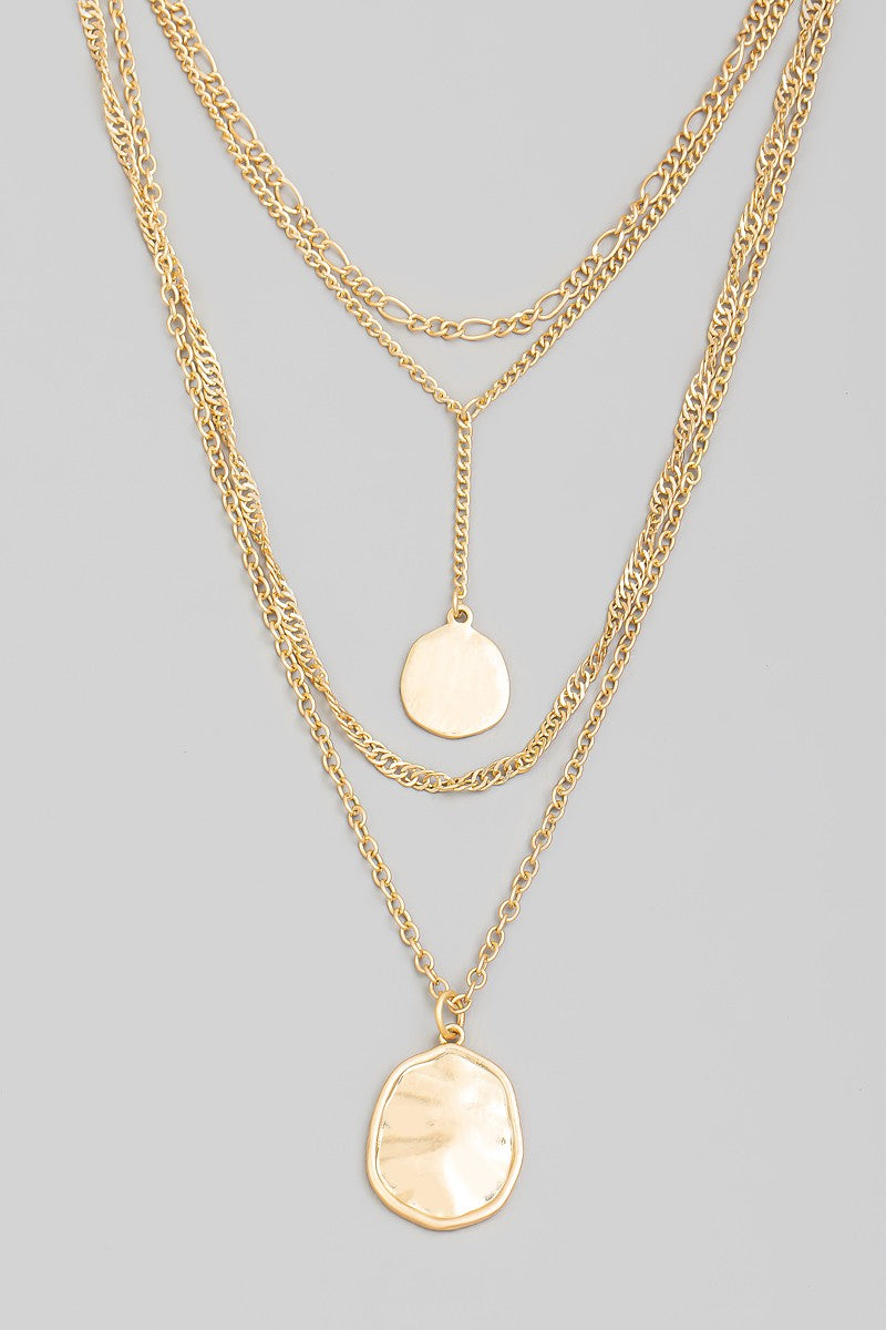 Double Disc Layered Charm Necklace