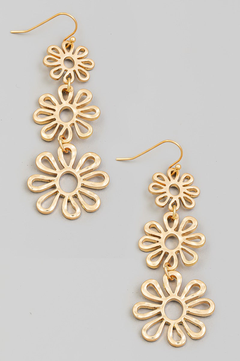 Flower Chain Link Dangle Earrings