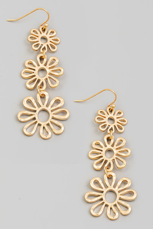 Flower Chain Link Dangle Earrings