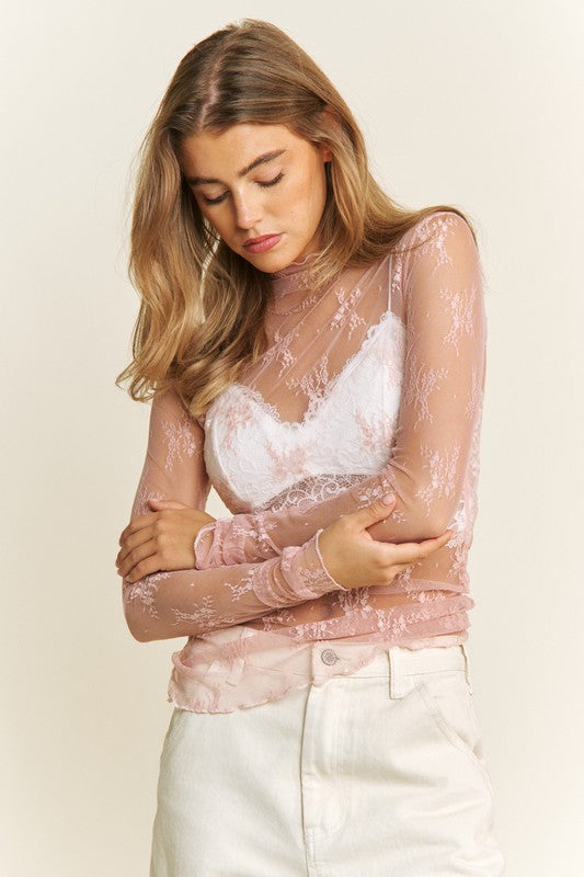 Pink Lace Layering Top