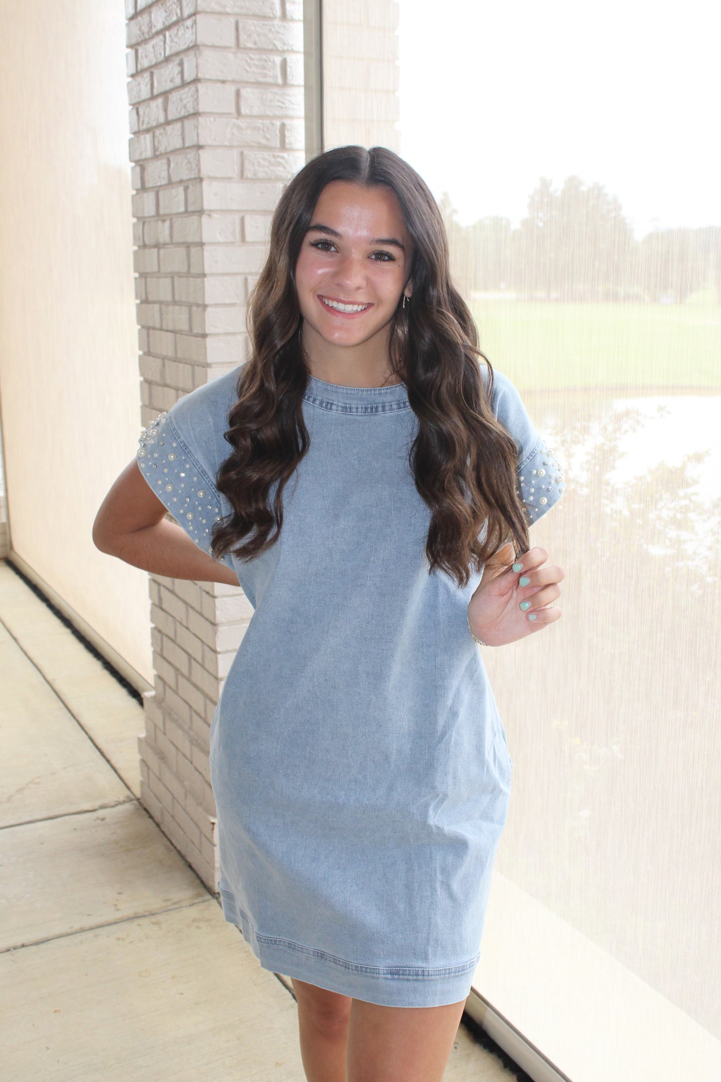 Denim and Pearls Dress