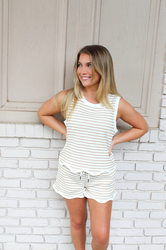 Tan/White Striped Set