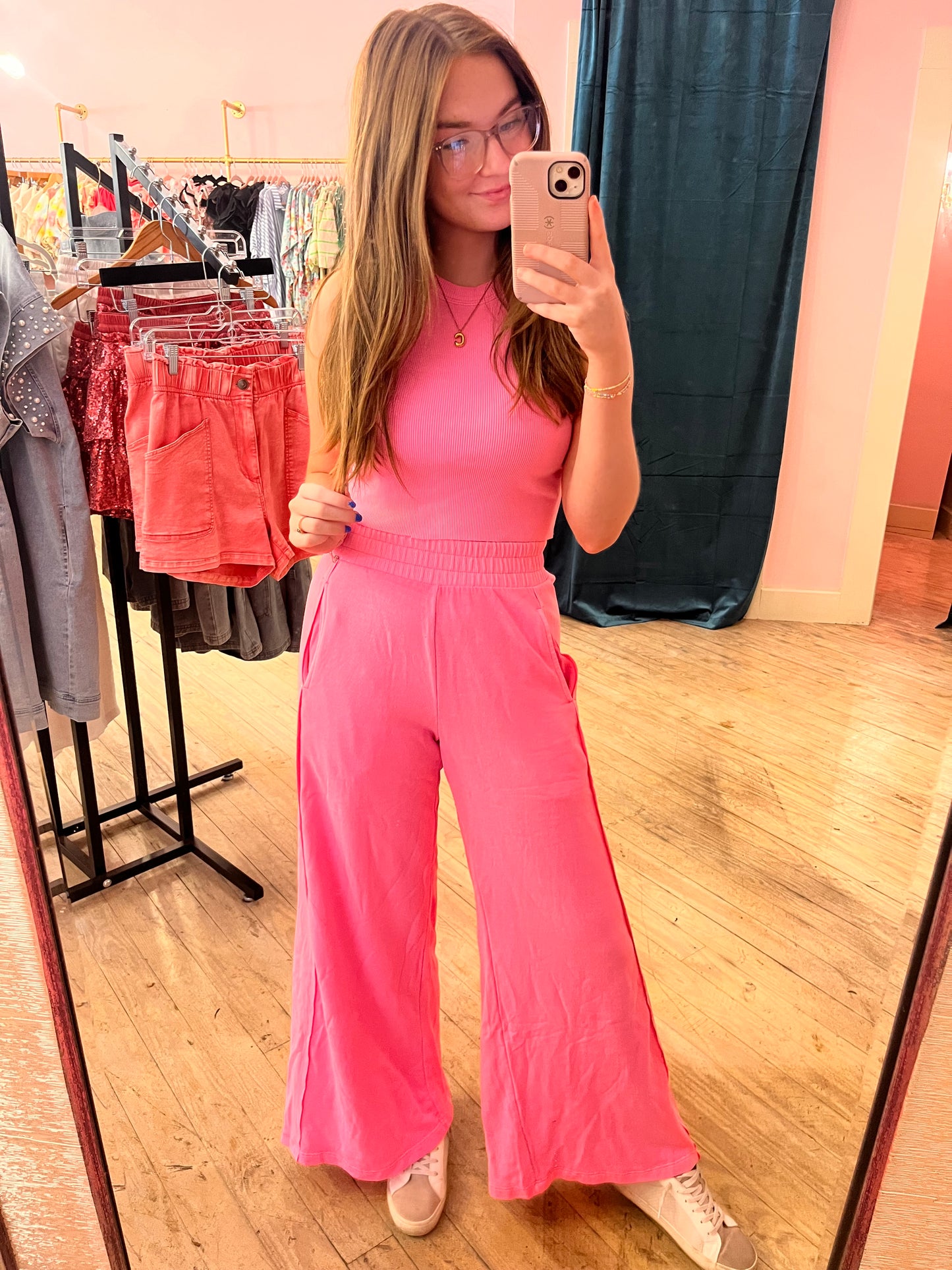 Fuchsia Halter Top and Pants Set