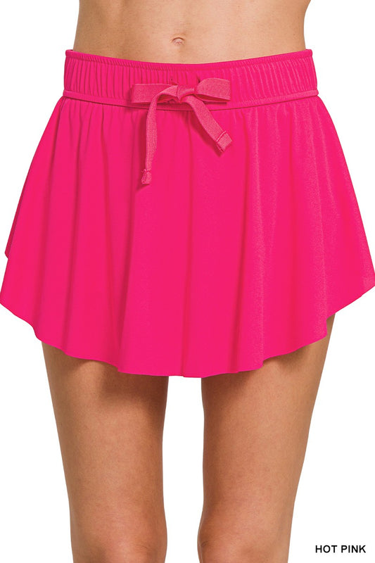 Hot Pink Ruffle Hem Tennis Skirt