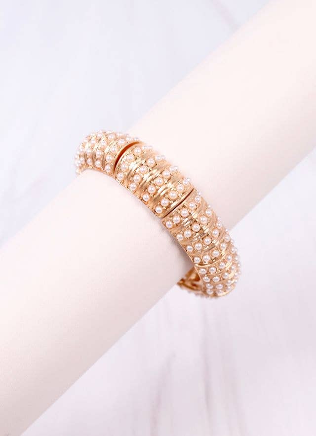 Candace Stretch Bracelet with Pearls GOLD: Default