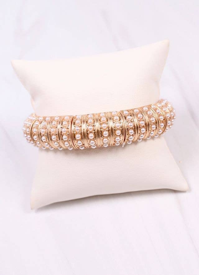 Candace Stretch Bracelet with Pearls GOLD: Default