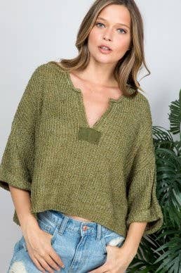 Fall Lightweight Cropped Sweater: Oatmeal / L