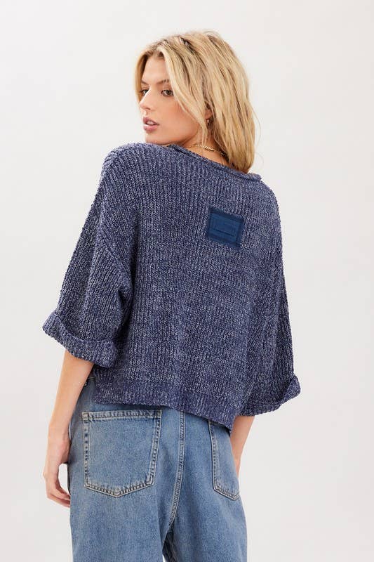 Fall Lightweight Cropped Sweater: Oatmeal / L