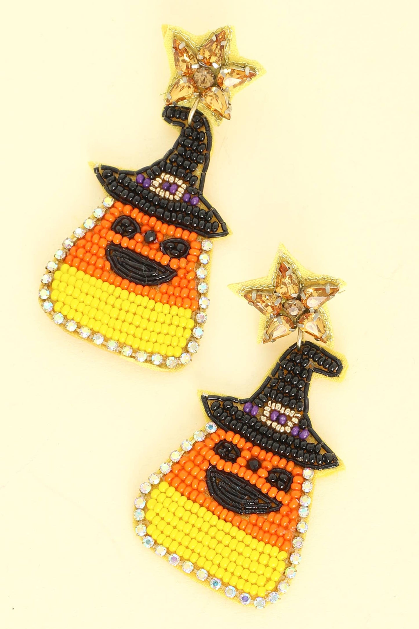 Halloween Candy Corn Seed Bead Drop Earrings