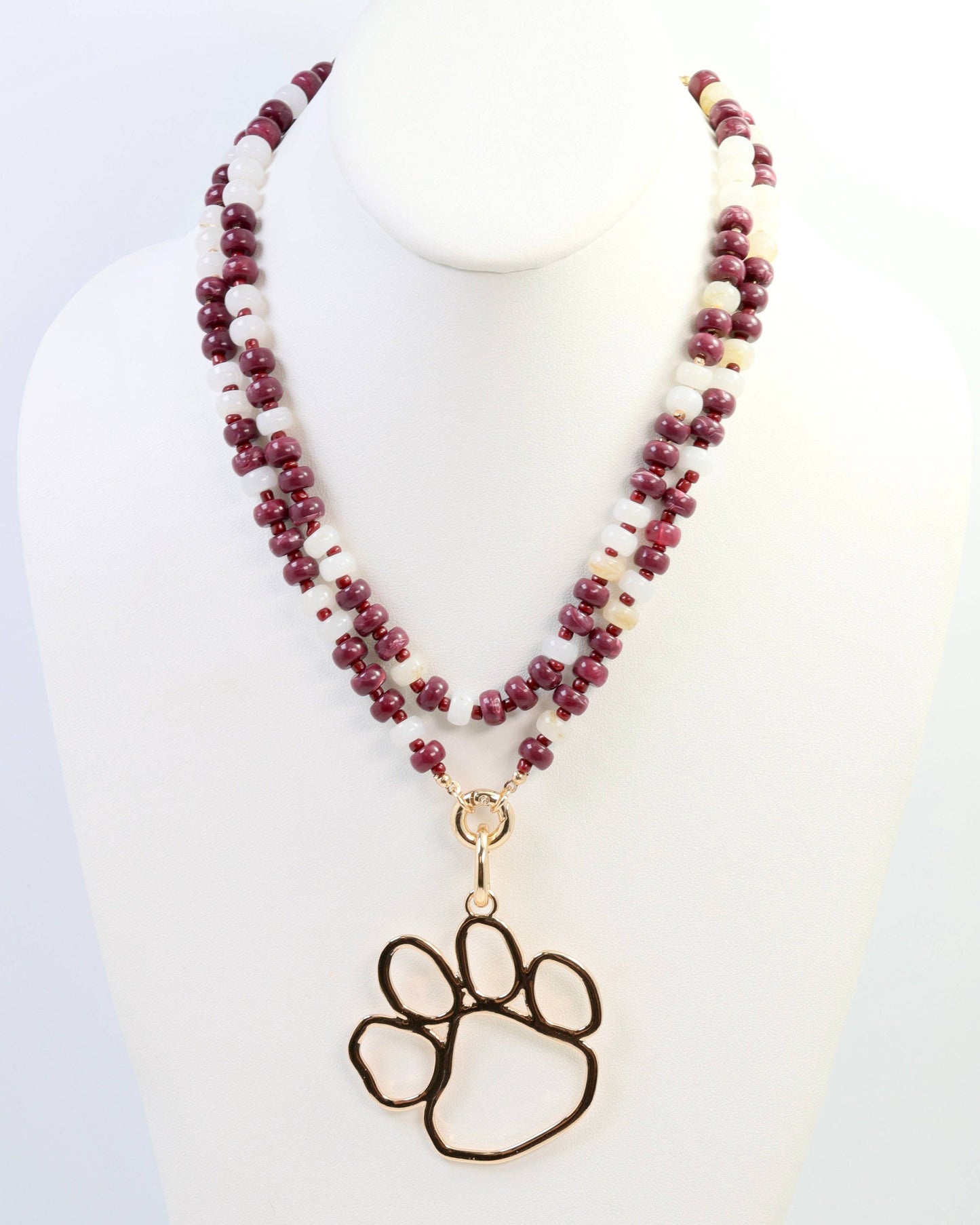 Ellison Stone Necklace Maroon White: Default
