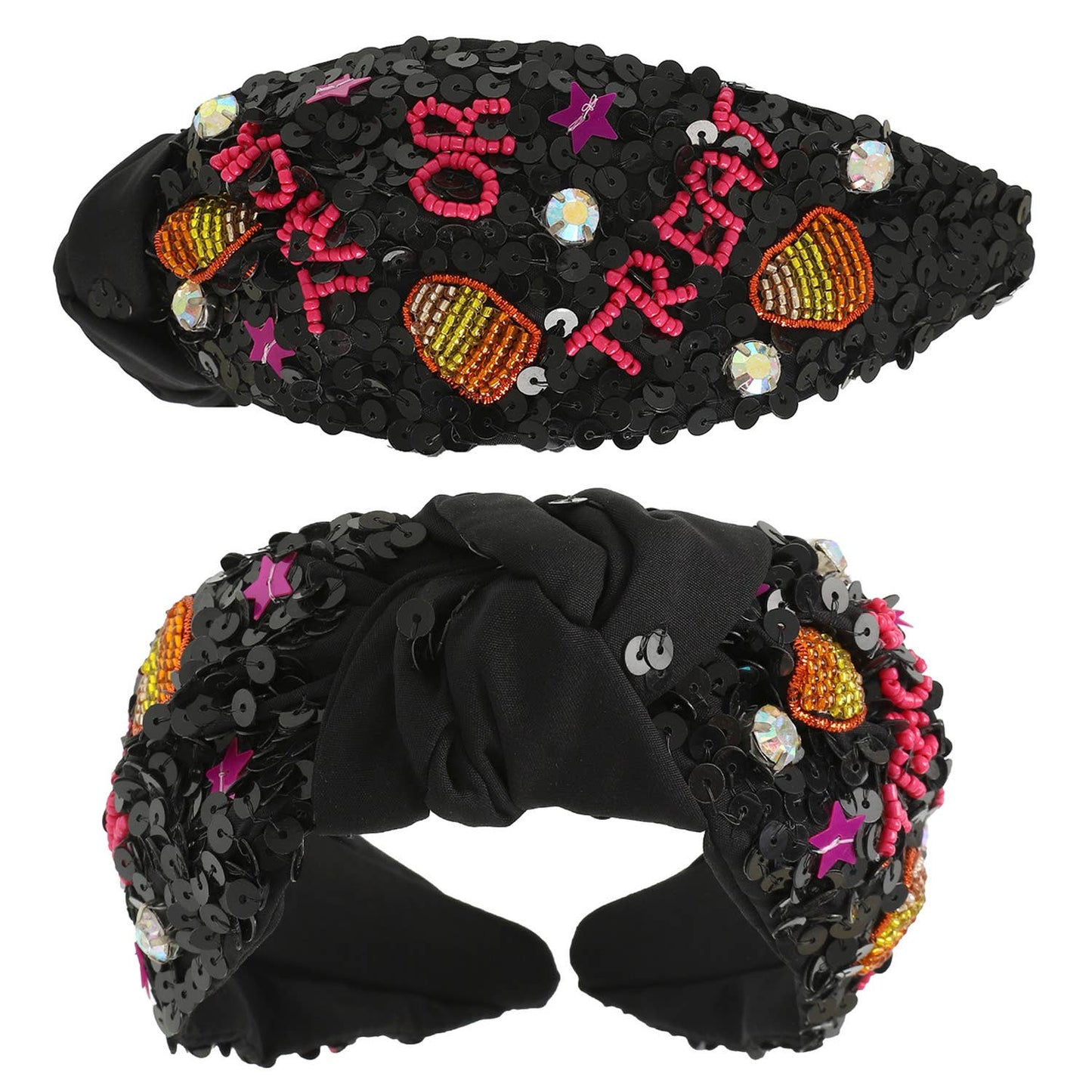 Halloween Trick or Treat Top Knotted Headband : Black