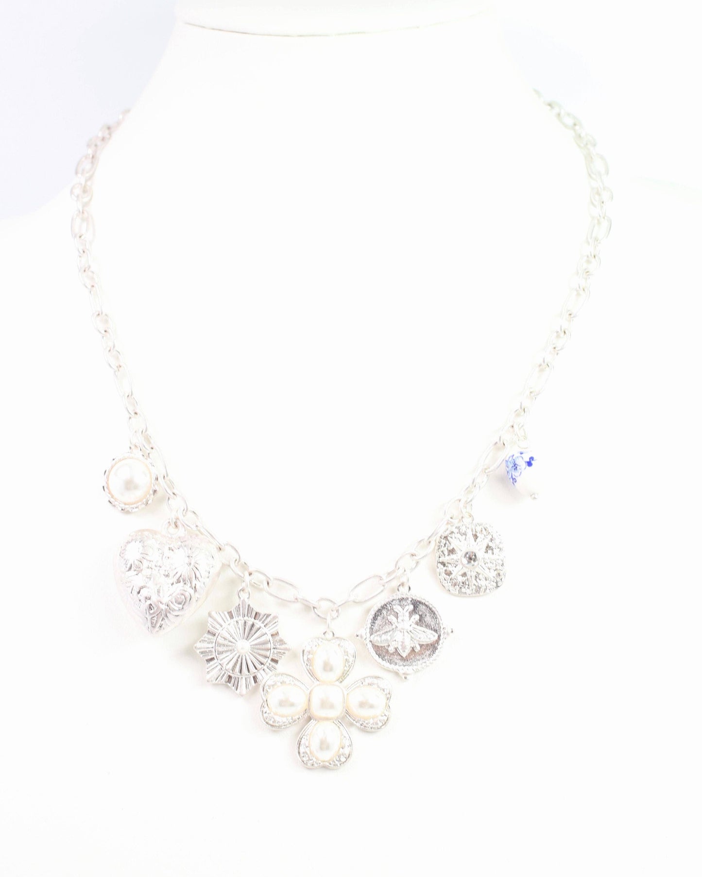 Verona Pearl  Charm Necklace WORN SILVER: Default